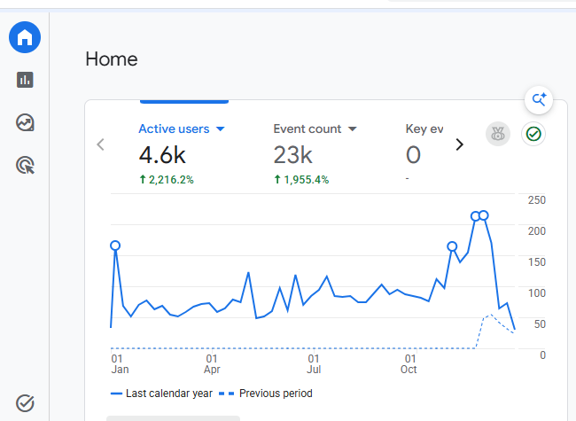 Google Analytics results overview